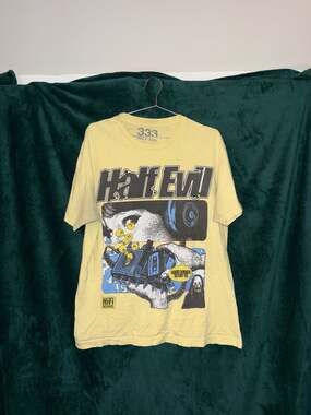 Half Evil 333 Good Songs To Cry To Yellow Graphic T-Shirt Size L